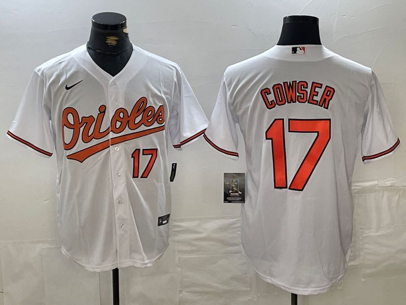 Men Baltimore Orioles 17 Cowser White Game 2024 Nike MLB Jersey style 2